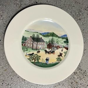Vintage First Addition Grandma Moses Res Checkered House Collectors Plate